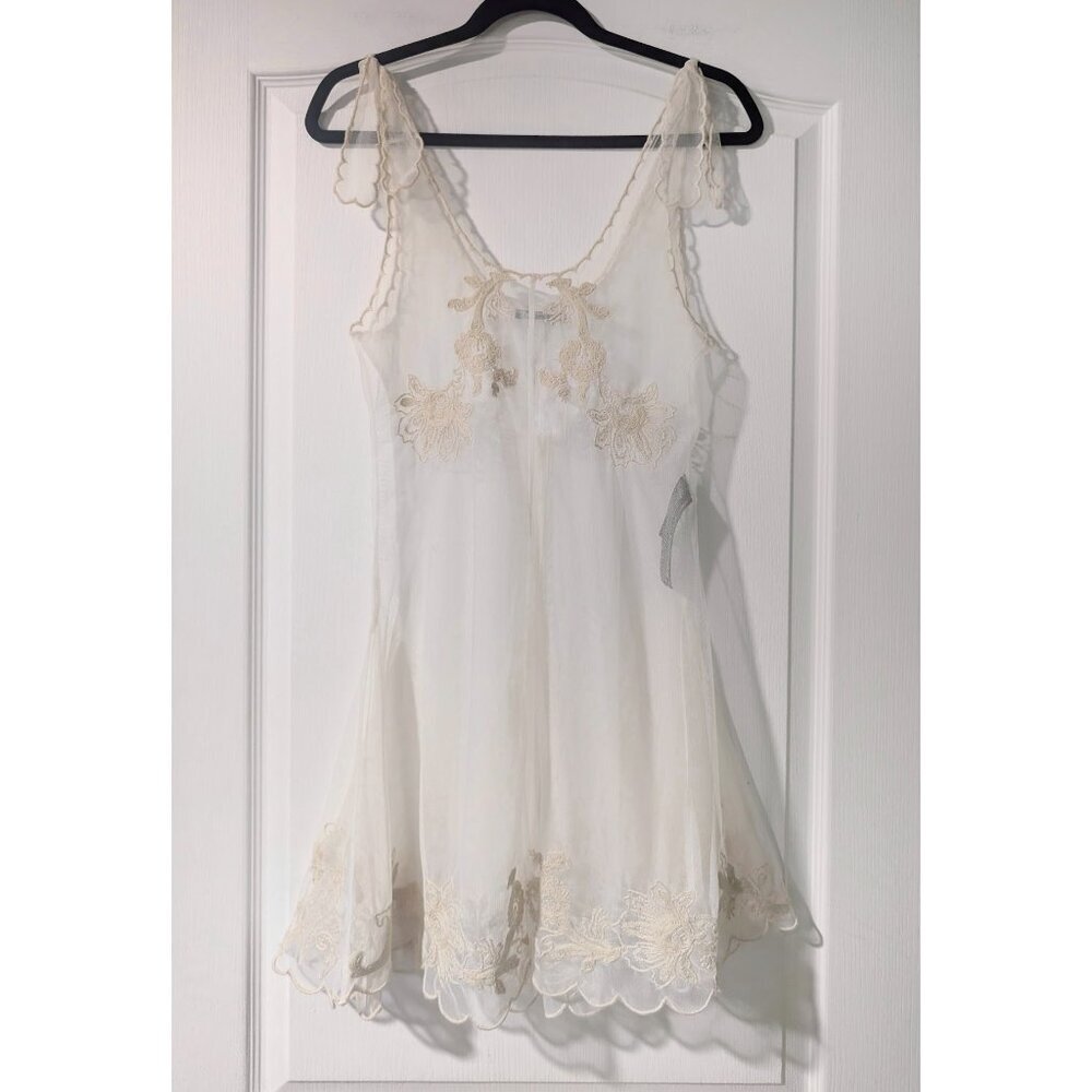 Zara Cream Mini Dress with Gold Lace Appliqué